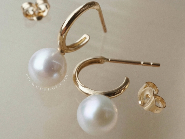PEARL DROP OPEN HOOP EARRINGS