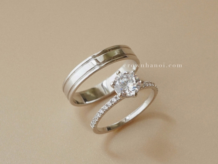 6 PRONG SOLITAIRE PAVE RING & BORDER RING (PLATINUM)