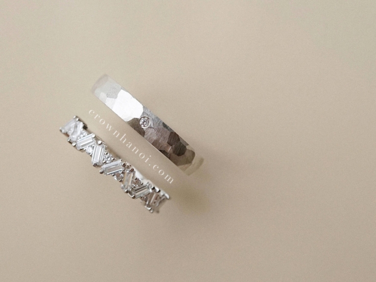 BENZEL FACET RING - 3.5MM & BAROQUE ARCHITECTURE RING (PLATINUM)