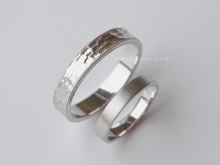 MULTIFACET DOUBLE MILGRAIN RING & BAND RING 3MM (PLATINUM)