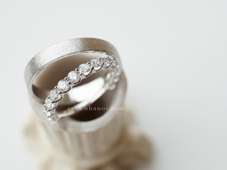 BAND RING 3.5MM & PAVE RING 2MM (PLATINUM)