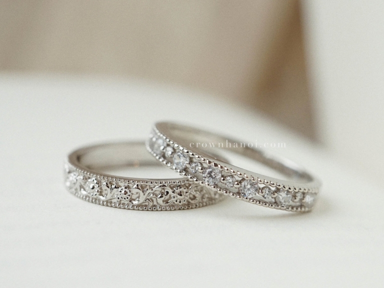 RENAISSANCE ART INSPIRED RING & FRENCH LACE RING (PLATINUM)