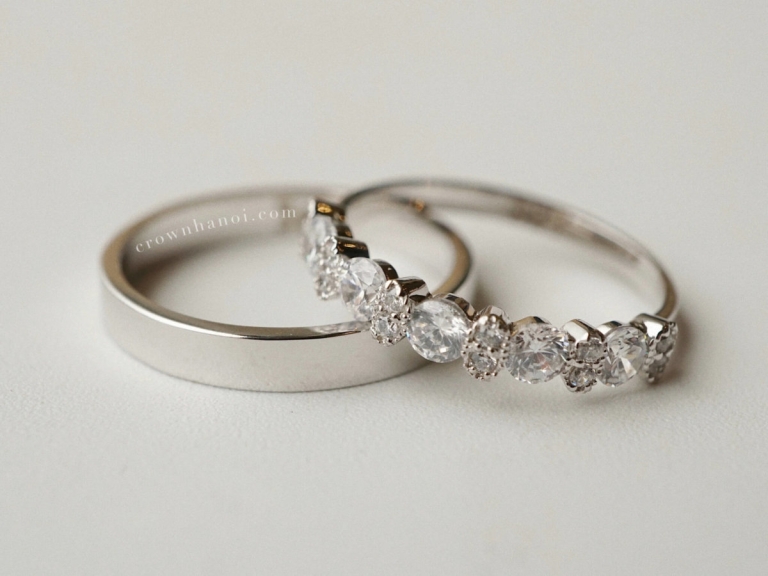 BAND RING 3MM & STARDUST ETERNITY RING (PLATINUM)