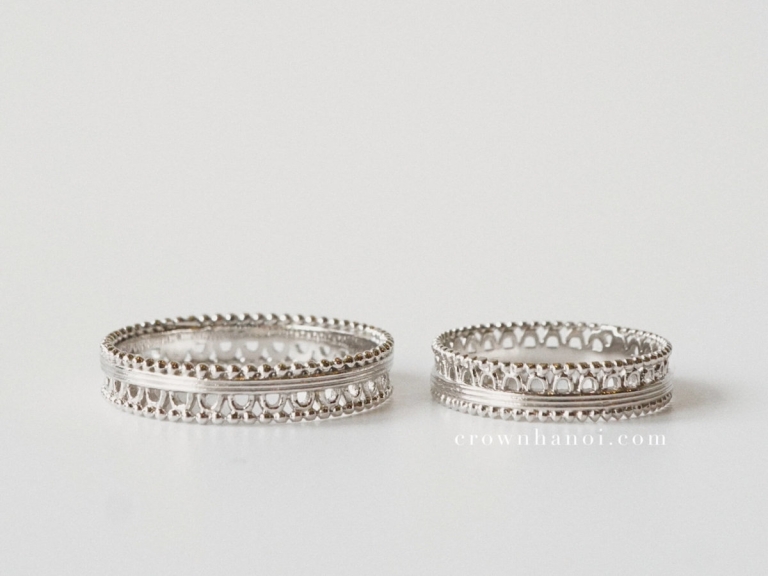 MILGRAIN GOTHIC COUPLE RING (PLATINUM)