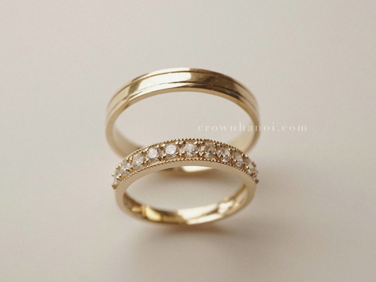 BORDER RING 3MM & BOLD MILGRAIN ETERNITY RING