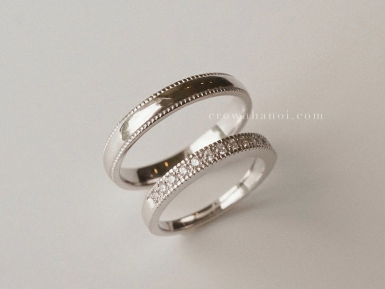 DOUBLE D-SHAPE MILGRAIN RING 3MM & MILGRAIN ETERNITY RING