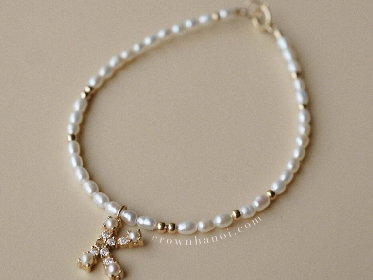 LETTER - BEADED RICE SHAPE PEARL BRACELET