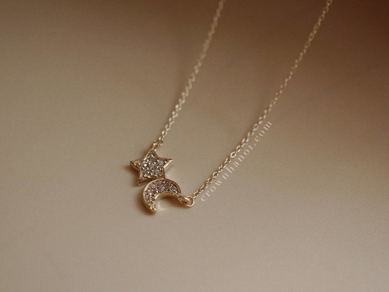 PAVE CRESCENT STAR NECKLACE
