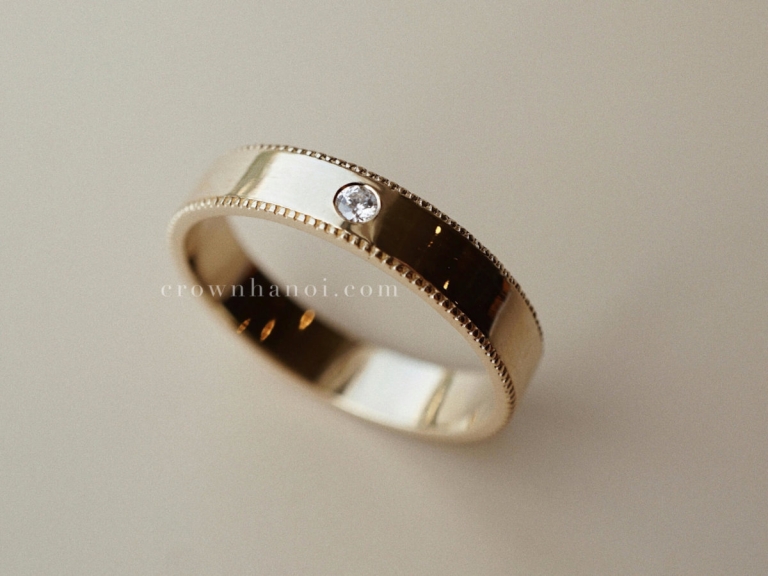 STONE DOUBLE MILGRAIN RING - 4MM