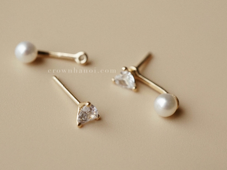 HEART STONE PEARL EAR JACKETS
