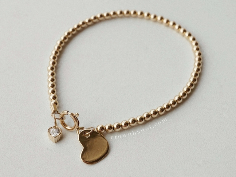 HEART BEADED BRACELET - 2MM