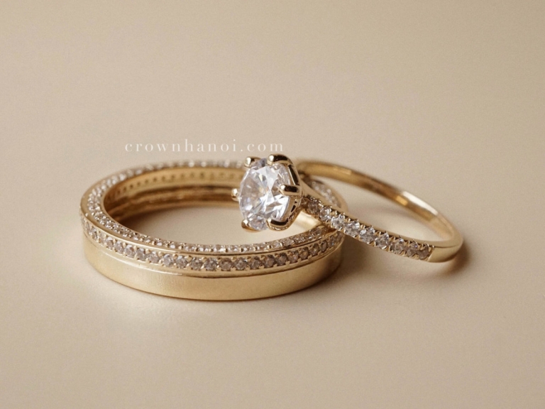 BAND PAVE RING & 6 PRONG SOLITAIRE PAVE RING