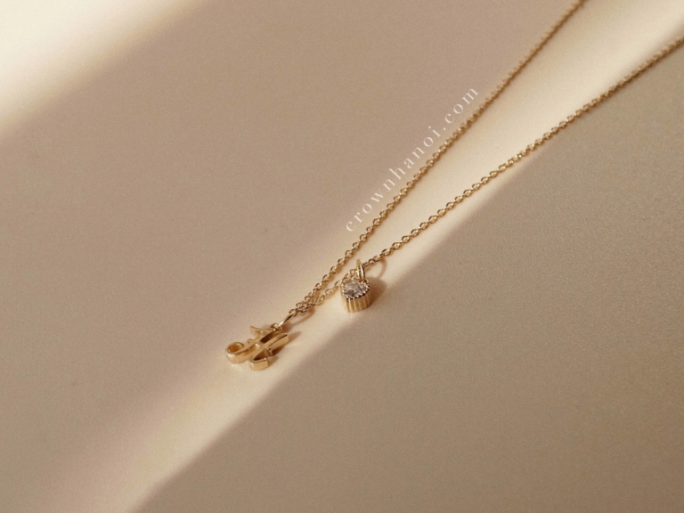 SCRIPT LETTER - PETITE HEART STONE MILGRAIN NECKLACE