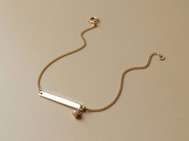 BAR 2.0 - TINY PEARL MILGRAIN CURB BRACELET