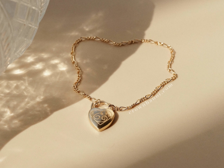 HEART LOCK FIGARO BRACELET