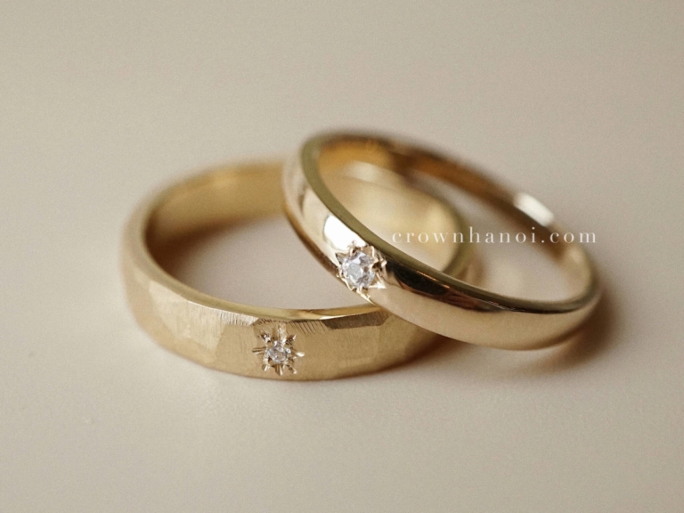 STARDUST FACET RING - 4MM & STARDUST BAND RING