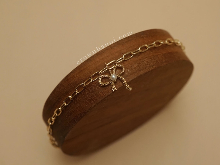 RIBBON PEARL - SHORT RECTANGLE CHAIN BRACELET