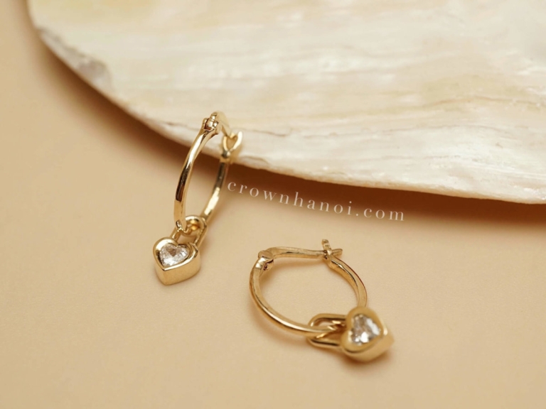 HEART STONE LOCK HOOP EARRINGS
