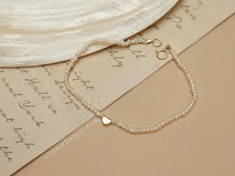 TINY HEART HOLLOW - BABY PEARL BRACELET