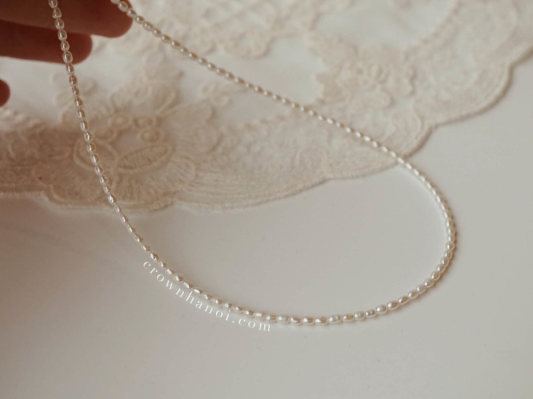 RICE SHAPE PEARL CHOKER NECKLACE