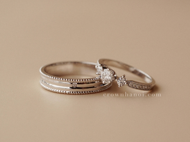 EMPEROR MILGRAIN RING & THREE STONE MILGRAIN ETERNITY RING