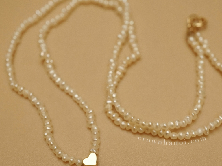 TINY HEART HOLLOW - BABY PEARL NECKLACE