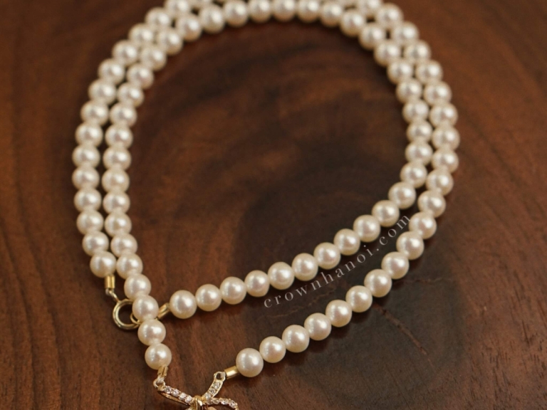 RIBBON FULL PEARL NECKLACE - 4MM