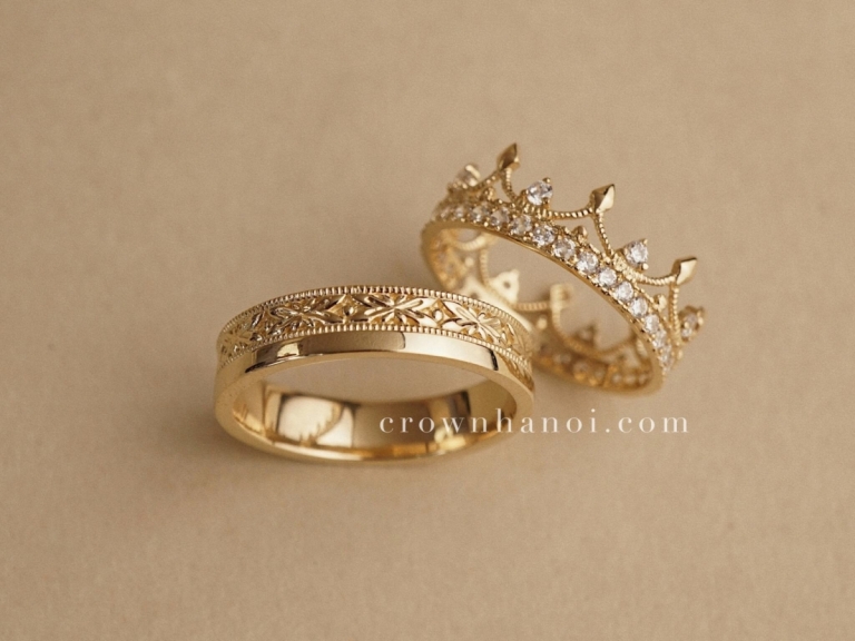 CARVE BAND RING - 4.5MM & IMPERIAL CROWN RING