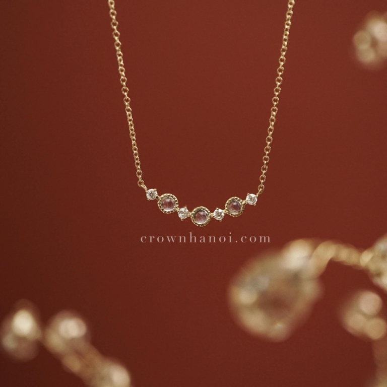 MOONSTONE MILGRAIN ALTERNATING NECKLACE